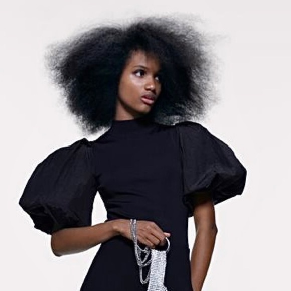 NEW ZARA Extreme Puff Short Sleeve Knit Mockneck Lightweight Statement Sweater M - Picture 9 of 11